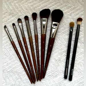 7 Makeup Forever brushes, one from Sephora and one from NYX